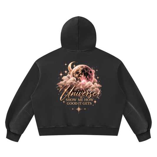 Universe Show Me Unisex Vintage Wash Boxy Fleece Hoodie
