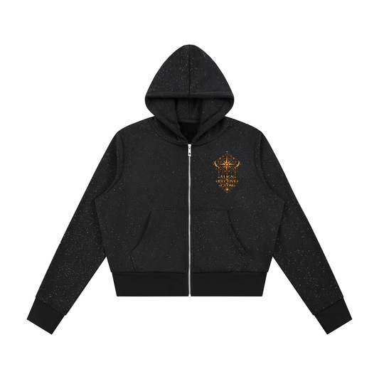 Gold Show Me...Women's Sparkles Fleece Full Zip Hoodie