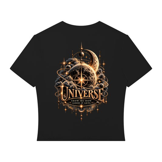 Universe show me gold Women’s Performance Crop T-Shirt